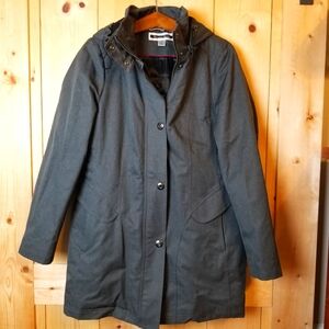 Kristen Blake Trench Quilted Lined Removable Hooded Snap Zippered Parka Coat